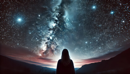 空を見上げる女性