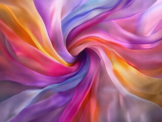 Fototapeta premium twisted ribbons of colorful fabric elegantly layered over each other, creating a dynamic, fluid background that adds depth and texture to any design project