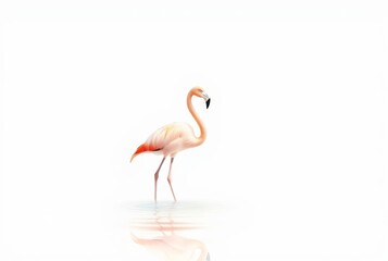 Obraz premium Watercolor Flamingo in Lagoon A soft watercolor effect of a flam