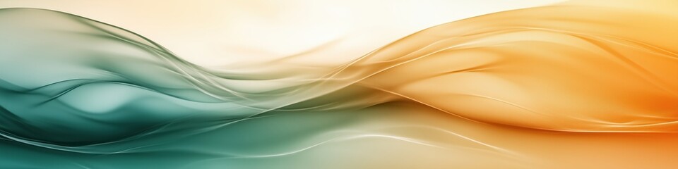 Fototapeta premium Abstract background with light brown, green and golden yellow colors, smooth lines, light gradient, soft curves, minimalist design, pastel color palette