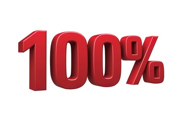 A three-dimensional text '100%' prominently displayed in red