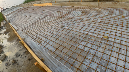 Reinforced concrete slab at the construction site