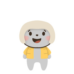 Smiling Bunny Wearing Yellow Jacket and Helmet &ndash; Adorable Animal Illustration