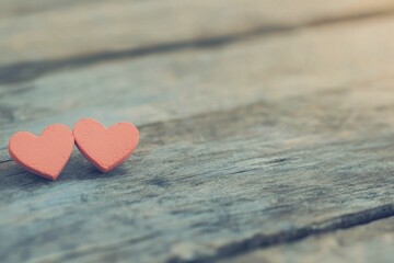 Fototapeta premium Wooden hearts on rustic table evoke feelings of love and warmth in a simple setting