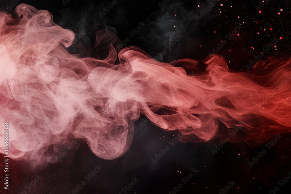 Poster Colorful swirling smoke in a dark background creates an abstract and captivating effect