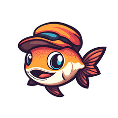 Vibrant mascot design for a fresh fish market coastal setting graphic illustration fun and playful eye-catching identity