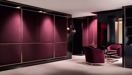 Elegant luxury burgundy and black interrior design
