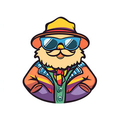 Naklejka premium Quirky thrift shop logo design featuring retro mascot creative marketplace digital art playful environment artistic concept