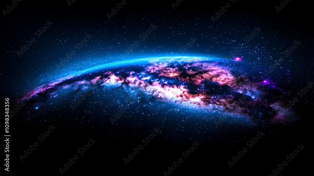 Wall mural high-definition 360-degree virtual reality map featuring panoramic views of stellar systems and nebu