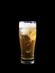 Cold glass of beer with condensation, on a black background, socializing, beer