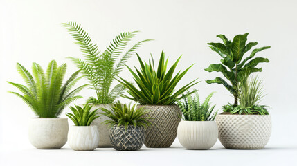 Obraz premium Potted plants in modern style for interior design or wallpaper.