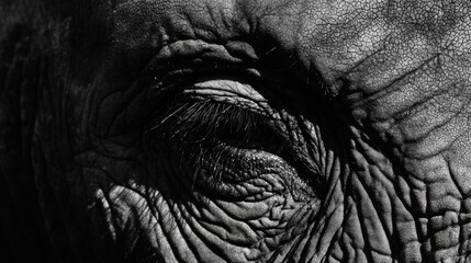 Fototapeta premium Close-Up of Elephant Eye Revealing Intricate Skin Textures and Details