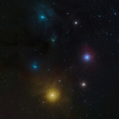 Fototapeta premium Coloured Stars and Gas Clouds