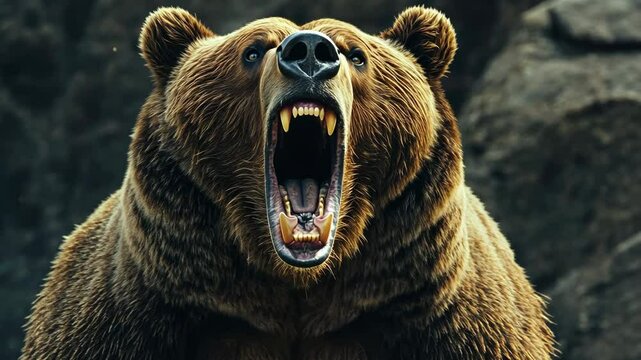 Intense roaring grizzly bear showcasing power and