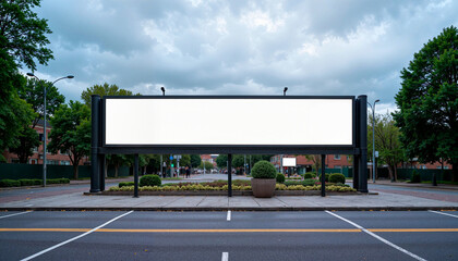 Fototapeta premium Street banner mockup PSD on large billboard over road 