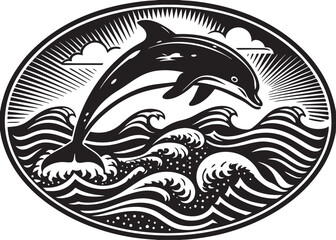 Obraz premium playful dolphin jumping out of the ocean