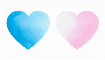 Watercolor Hearts Pink and Blue Love Romance Valentine s Day Wedding Sweet Cute Gentle Soft Tender