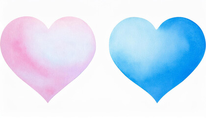 Obraz premium Watercolor Hearts Pink Blue Love Romance Valentines Wedding Gender Reveal Background