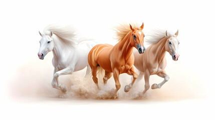 Obraz premium Set of 3 running horse illustrations vector