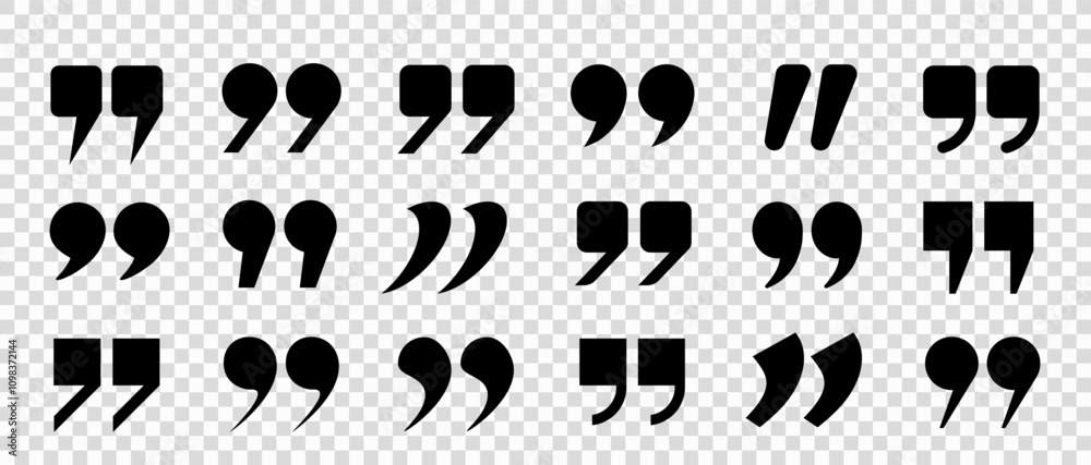Fototapete the quotation mark icons are black on a transparent background. a speech bubble in the chat, a check