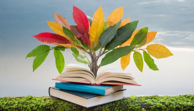 Celebrate International Literacy Day with a symbolic tree design where books replace leaves, illustrating the growth, power, and connection of education, knowledge, and literacy around the - Powered by Adobe