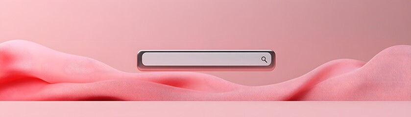 Obraz premium Rose Gold Search Bar Over Pink Fabric Waves