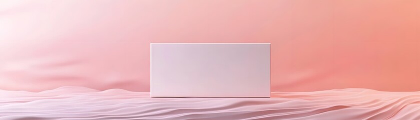 Obraz premium White Cube on Pink Wavy Fabric Background