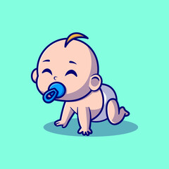 Cute Baby cartoon illustration. Study icon concept. Flat cartoon style