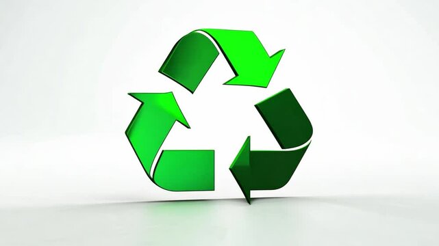 recycle logo On a white background and green screen.