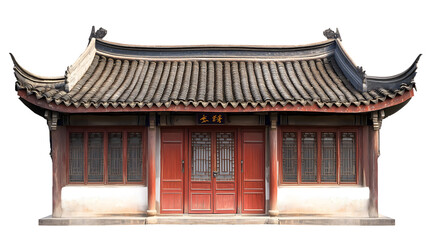 Obraz premium Chinese Home Architecture Isolated on Transparent Background 