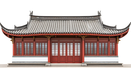 Chinese Home Architecture Isolated on Transparent Background 