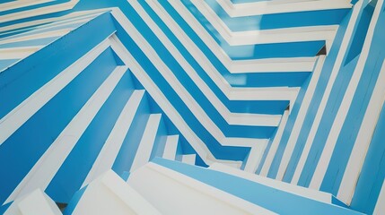 Obraz premium Blue and White Geometric Lines - a modern and captivating 3D composition. The crisp lines and contrasting colors create a visually dynamic and engaging design.