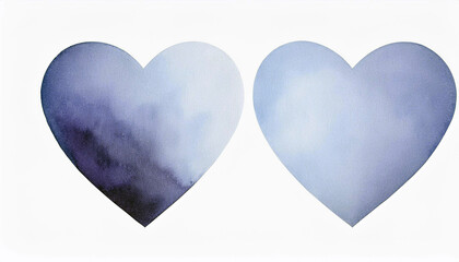 Fototapeta premium Romantic Watercolor Hearts Love Valentine s Wedding Purple Abstract Design Elements