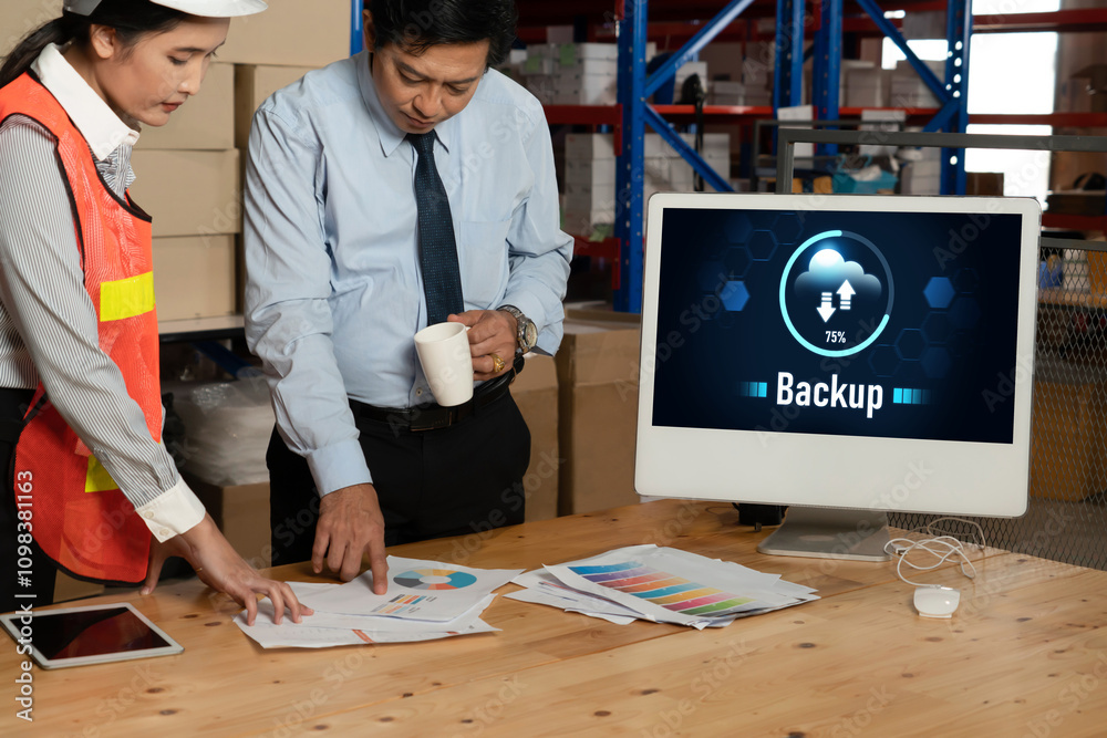 Poster backup storage data internet technology business concept. database storage cloud technology file dat