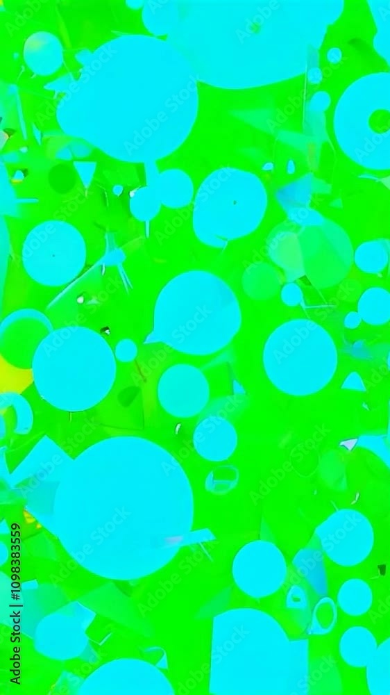 Poster vibrant green abstract background with dynamic circular shapes and patterns.