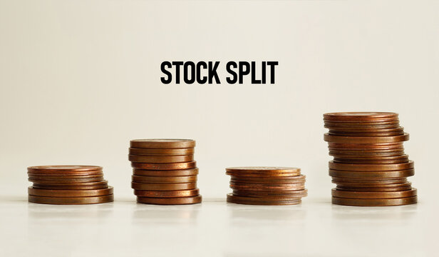 Stock Split and reverse stock split is shown as business concept