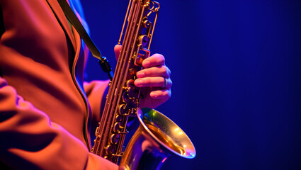 Saxophone in Blue Light