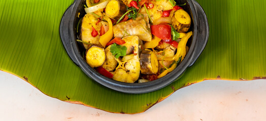 Typical Brazilian tropical fish stew with palm oil, coconut milk and traditional beach spices