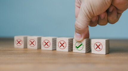 Feasibility and regulatory compliance. signals with a checkmark. cross and checkmark symbols....