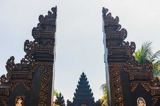 Gate in the Pura Agung Jagat Karana is also a tourist attraction in Surabaya. Pura Agung Jagat Karana was built in 1968, and functioned since 29 November 1969.