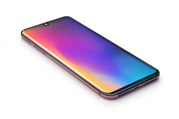 A close-up of a smartphone with a vibrant gradient screen. The design highlights modern technology and sleek aesthetics. Ideal for tech or mobile photography. Generative AI