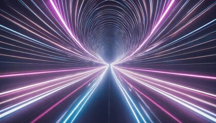 Mesmerizing Neon Lights Speed Tunnel Background with Vibrant AI-Generated Glow Effects, Featuring Futuristic Sci-Fi Themes, Dynamic Depth, and a Stunning Display of Multicolor Light Trails