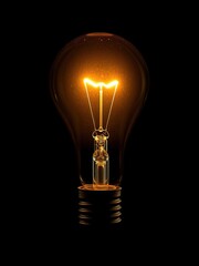 Innovative concept with glowing light bulb on dark background, electric, invention