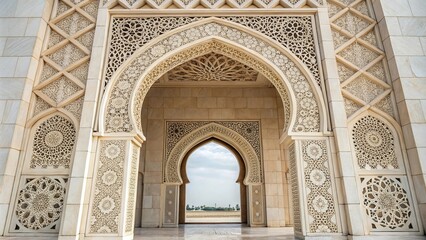 Obraz premium Intricate Islamic geometric designs create a beautiful seamless arch pattern, decorative element, arabesque, ornate details