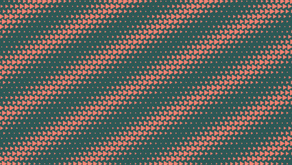 Obraz premium Triangles Halftone Pattern Striped Tilted Structure Vector Orange Green Abstract Background. Oblique Lines Minimalistic Art Half Tone Graphic Eye Catching Wallpaper. Frequency Concept Art Illustration