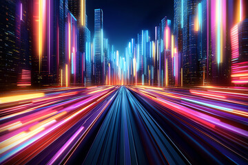 Obraz premium neon cityscape, AI generated