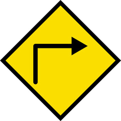 Abstract geometric yellow right-turn road traffic signal icon design 