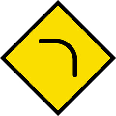 Abstract geometric yellow bend to left road traffic signal icon design 