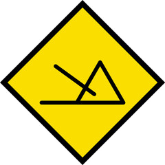 Abstract geometric yellow Falling Rocks Road traffic signal icon design 