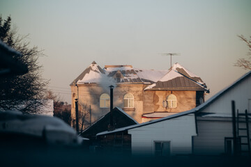 Landscape of a snowy town